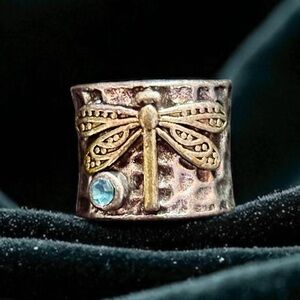 Fine jewelry stainless steel Gold tone and‎ Silver Dragonfly Ring